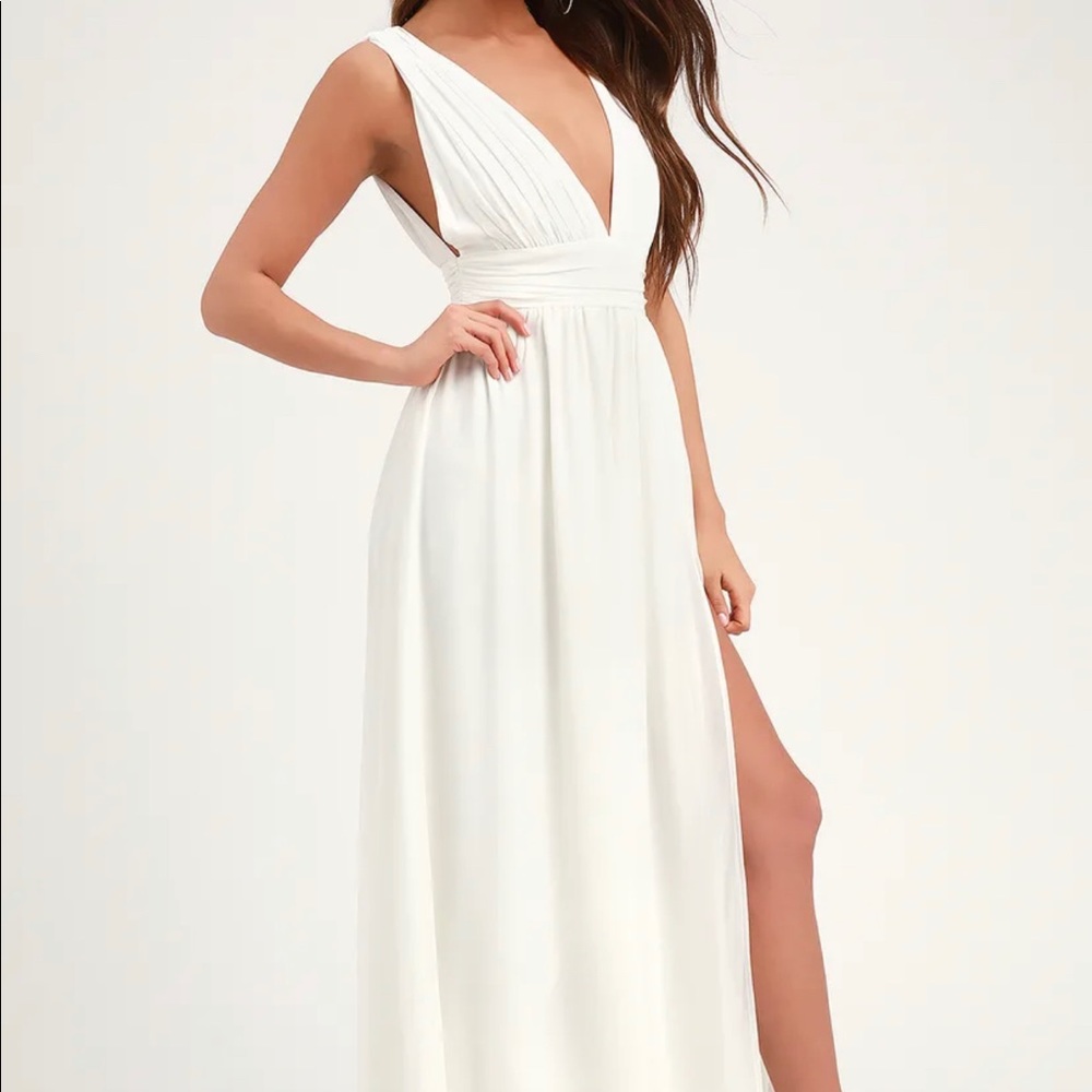 Lulus Heavenly Hues White Maxi Dress